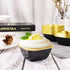 Cupcake Cups with Lids, EUSOAR 8oz 50pcs Disposable Desserts Flan, 3.5x2.7x1.6" Baking Cups with Lids, Aluminum Foil Desserts Cupcake Flan, Catering Gathering Shower Favor-Black Gold