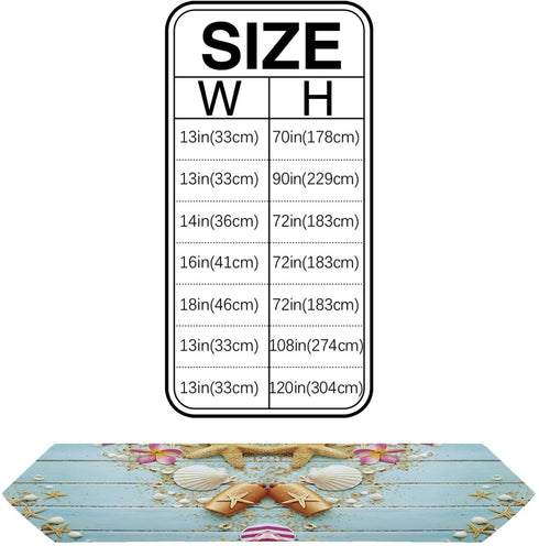 Vandarllin Cotton Linen Table Runner Dresser Scarves Beach Theme Seashells Starfish&Blue Rustic Wood Non-Slip Burlap Table Setting Decor for Wedding Party Holiday Dinner Home (13X70 Inch Long)