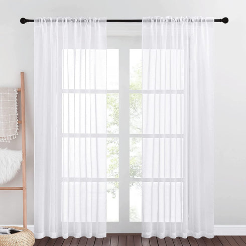 NICETOWN Semi-Sheer Texture Curtain Panels - Privacy Light and Airy Rod Pocket & Back Tab Design Semitransparent Sheer Voile Drapes for Living Room, 55" x 84", 2 Pieces