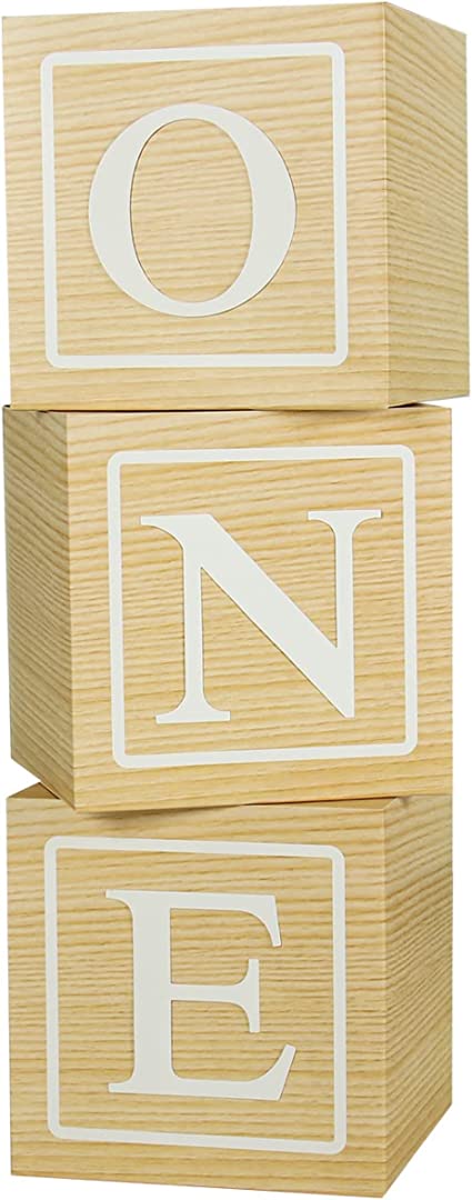 First Birthday Boxes Decorations - 3Pcs ONE Boxes for 1st Birthday Teddy Bear Baby Shower with A - Z Letters,Wood Grain Paper Party Boxes for Baby 1st Birthday Decorations,First Birthday Party Supplies Photography Props