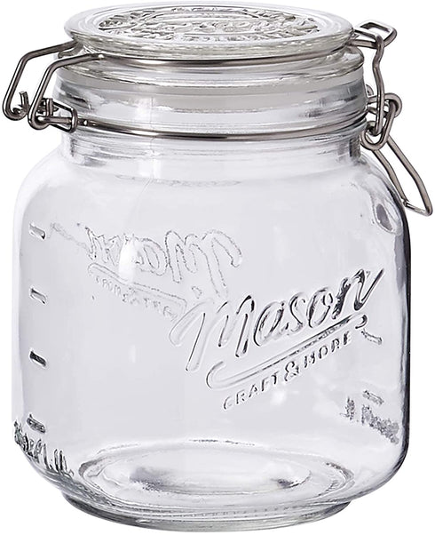 Mason Craft & More Clear Glass Clamp Jars, 1 Liter 2PK