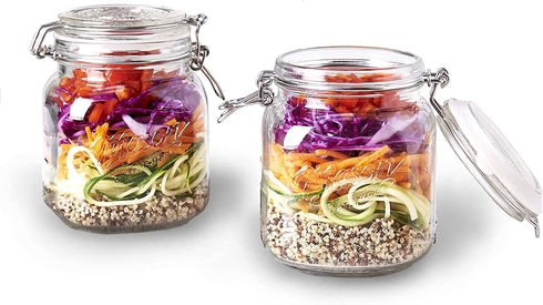 Mason Craft & More Clear Glass Clamp Jars, 1 Liter 2PK