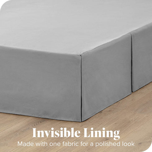 Bare Home Pleated King Bed Skirt - 15-Inch Tailored Drop Easy Fit - Bed Skirt for King Beds - Center & Corner Pleats (King, Light Grey)