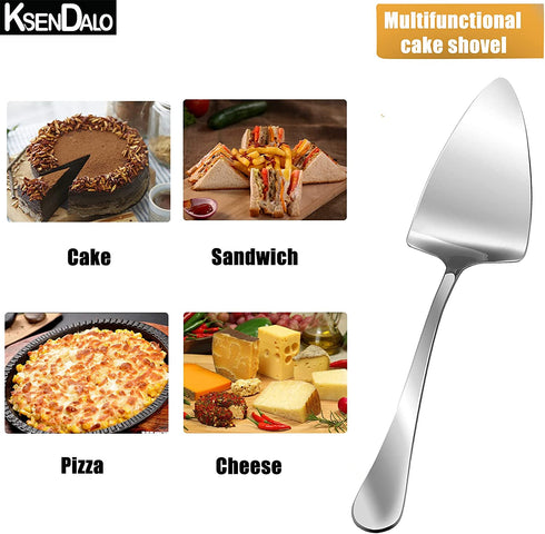 KSENDALO Wide Pie Servers Set of 5, 10.63" Stainless Steel Cake Servers, Cake Pizza Cutter Tart Dessert Slicer for Party, Silver