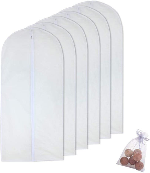 Garment Bags Covers Clear 24'' x 40'' Hanging Clothing Storage Bags and 6 Cedar Balls for Suit Jacket Shirt Sweater
