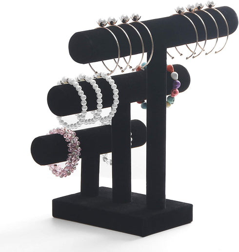 Stratalife Velvet 3 Tier Bracelet Holder Jewelry Display Stand Bangle Bracelet Watch Organizer Storage Jewelry Tower (Black Velvet)