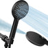 Luxsego High Pressure Shower Head with Handheld, 4 Spray Settings with Anti-Clogging Silicone Nozzles, 59" Stainless Steel Hose and Adjustable Bracket (Black)