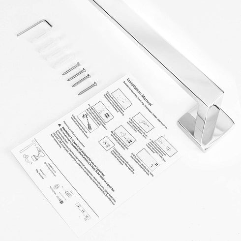 NearMoon Bathroom Towel Bar, Bath Accessories Premium Thicken Stainless Steel Square Shower Towel Rack for Bathroom, Towel Holder Wall Mounted (Chrome Finish, 12 Inch)