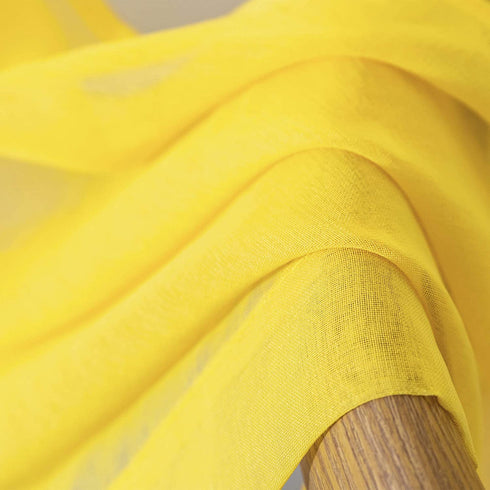DUALIFE Yellow Sheer Curtains 63 Inch Length,Faux Linen Semi Sheer Curtain Drapes for Living Room Bedroom Nursery Kitchen Bathroom Privacy Voile Window Treatment Panels,Mustard,52 x 63 Inches,Set of 2