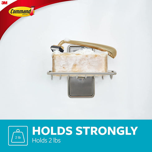 Command Soap Dish, Satin Nickel, 1-Soap Dish, 2-Water-Resistant Strips, Organize Damage-Free