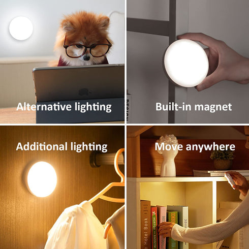 Warm White / Cold White Touch Night Lights, USB Rechargeable LED Cabinet Light, Stick On Anywhere Closet Light for Bathroom, Bedroom and Counter, Dimmable, 2 Pieces