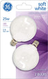 GE Lighting White 44412 25-watt 180-Lumen Candelabra Base G16.5 Globe Light Bulb, Soft, 2 Count (Pack of 1)
