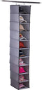 WRITENBACO Hanging Closet Hat Rack 10 Shelf Organizer, Baseball Caps and Hats Storage Holder (Grey)