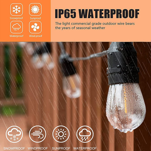YEEMATOP Solar Powered Outdoor String Lights,27FT Patio Lights with 12 LED Shatterproof Bulbs,1W LED Shatterproof Vintage Edison Bulbs,Indoor String Lights 4 Light Mode,Pro - Waterproof (Warm White)
