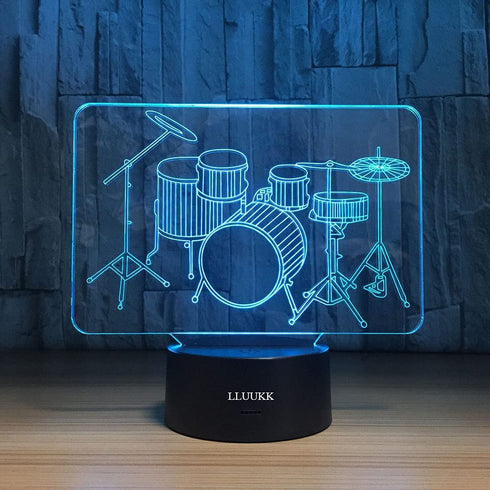 LLUUKK Visual 3D Night light Lamp Drum toys Desk Lamp Table decoration household accessories Kids gift boys festival for music lovers