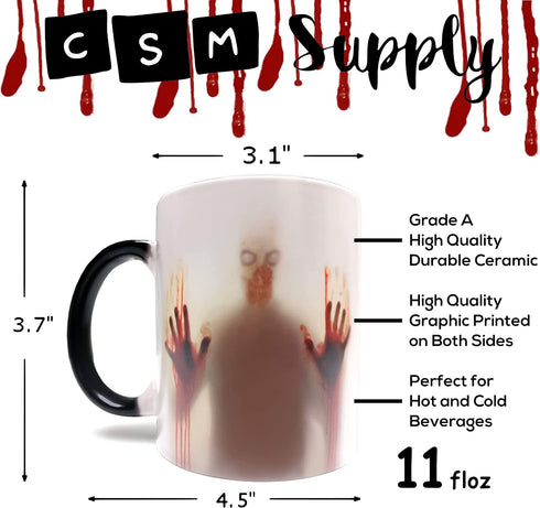 Authentic Zombie Mug - Fear the Dead/Walking Dead Inspired 11oz Grade A Quality Ceramic Heat Sensitive Color Changing Mug/Cup by CSM Supply - Foam Box Included