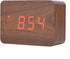 Wooden Alarm Clock, Digital Clock for Bedrooms LED Modern Wooden Cube Clock 3 Levels Brightness Temperature Display with Sounds Control (Brown)