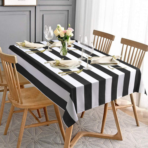 ASPMIZ Black and White Striped Tablecloth for Rectangle Tables, Geometric Line Waterproof Table Cloth for Kitchen Dining Room, Tablecloth Rectangle 60? x 84?