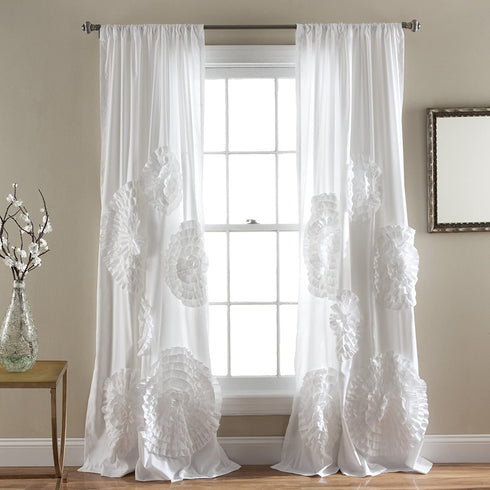 Lush Decor, White Serena Window Panel for Living, Dining Room, Bedroom (Single Curtain), 84 x 54 L