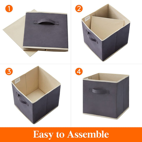 Lifewit Collapsible Storage Cubes 11 Inch Foldable Fabric Bins Multi-Color Organizers Decorative Organizing Baskets for Shelves for Closet, Utility Room, Storage Room Set of 6 Grey