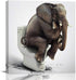 Chucoco Oil Paintings on Canvas Funny Elephant Sitting on the Toilet Abstract Wall Art Print with Framed Ready to Hang, Living Room Kitchen Bedroom Home Decorations 16x16 inch