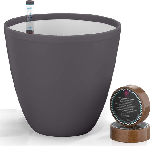 Gardenix Decor 7'' Self Watering planters for Indoor Plants - Flower Pot with Water Level Indicator for Plants, Grow Tracking Tool - Self Watering Planter Plant Pot-Coco Coir - Gray 1 Pack