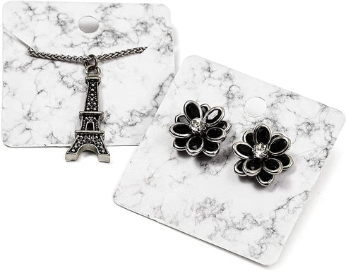 Jewelry Display Cards in Marble Design (2 x 2 Inches, 300-Pack)