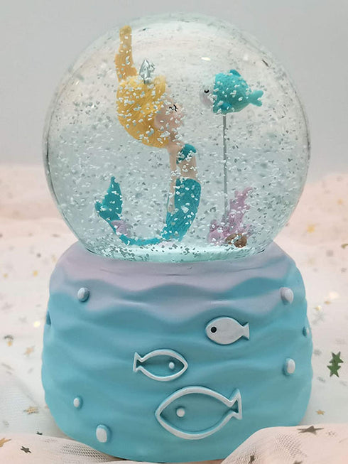 Mermaid Snow Globes,Snowglobes with Musical,LED Lights, Gifts for Girls,Birthday Christmas Festival Gift for 5-12 Year Old Girls (Blue)