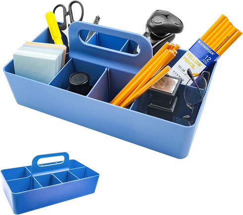 souG New Plastic Portable Makeup Organizer Caddy Tote Divided Basket Bin with Handle,DIY Dividers?8 Compartments?Office Supplies Organizer, Portable Basket Storage Organizer(Blue)