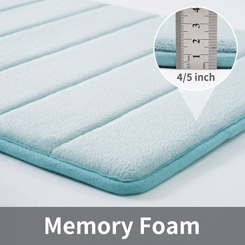 ROSMARUS Memory Foam Bath Rug Non Slip Absorbent Bathroom Rugs with PVC Backing Ultra Soft Bath Room Floor Mat Kitchen Runner Restroom Living Room Carpet,20X 32,Blue