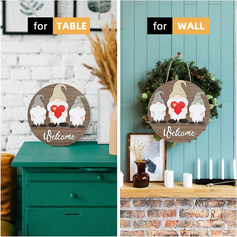 Interchangeable Welcome Sign for Front Door Wooden Wreath for All Seasons Hanging Porch Outdoor Farmhouse