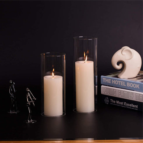 WGVI Hurricane Candle Holder Sleeve, Wide 2", Height 16", Clear Glass Cylinder Open Both Ends, Chimney Tube, Open Ended Candle Shade, 1 Piece