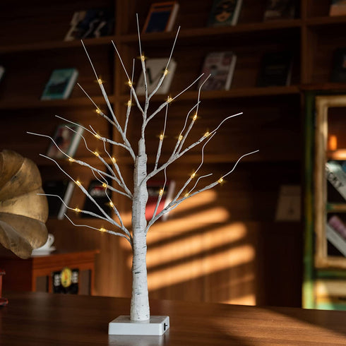 2FT24LED Birch Tree Lighted,Fairy Spirit Warm White Tabletop Light up Tree Lamp, USB and Battery Powered Timer Artificial Branches Tree Decoration Home Party Festival Holiday(1 PCS)€¦