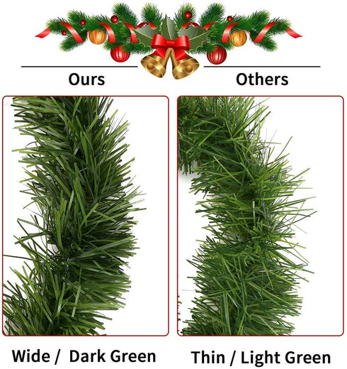 CCINEE 33 Feet Christmas Garland Artificial Vine Soft Greenery Garland Decoration for Christmas Decor Holiday Wedding Decoration