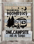 Camper RV Shower Curtains for Bathroom, Farmhouse Camping Fabric Shower Curtain Accessories for Travel Trailers, Happy Camp Decorations Bathroom Set Decor Hooks Included (47" W X 64" H)