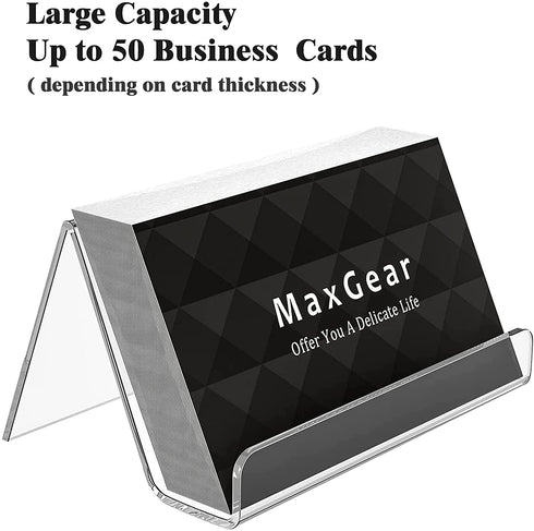 MaxGear Business Card Holder for Desk Acrylic Business Card Display Holders Clear Business Cards Holder Stand 6 Pack Desktop Plastic Name Card Organizer, Capacity: 50 Cards