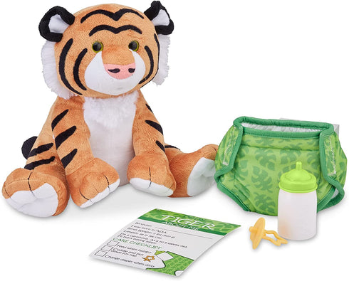 Melissa & Doug 11-Inch Baby Tiger Plush Stuffed Animal with Pacifier, Diaper, Baby Bottle
