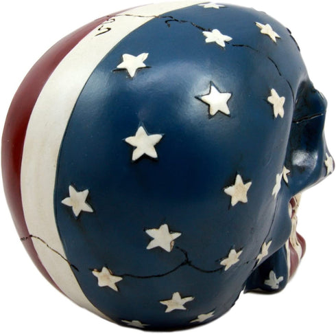 Ebros Patriotic US American Flag Star Spangled Banner Skull Decorative Figurine 5.5"Long Macabre Collectible Statue Historical Pride And Prejudice Freedom Decor of Skulls or Halloween Themed Sculpture