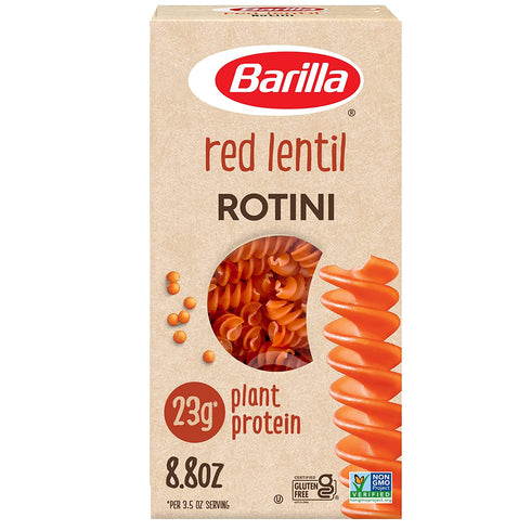 Barilla Red Lentil Rotini Pasta, 8.8 oz - Vegan, Gluten Free, Non GMO & Kosher - High Protein Pasta Made with Plant Based Protein