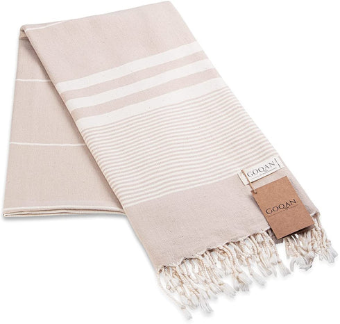 Realgrandbazaar Luna Turkish Towels Beach Towels %100 Cotton - Pre Washed Sand Free Quick Dry Soft 39x71 Bath Turkish Towel Beach Towel for Adults Oversized Clearance Goqan by realgrandbazaar (Beige)