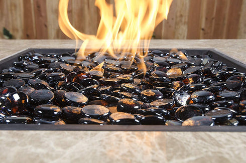 Bond Manufacturing 67986 10lb LavaGlass Round Fire Pit Dispersion Glass, ø 0.66-0.74 in, Amber Sunset