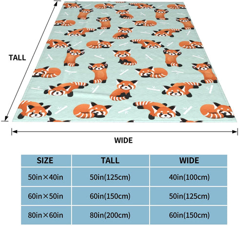 Kadiman Red Panda Bears Flannel Fleece Throw Blanket for Kids Lightweight Cozy Plush Bed Blanket for Bedroom Living Rooms Sofa Couch 50InchX40Inch