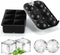 MIGVELA Ice Cube Mold - 2 Inch Large Round Sphere Whiskey Ice Ball Mold & Square Ice Cube Tray with Lid and Funnel for Freezer, Silicone Ice Ball Maker Mold for Cocktails Brandy Bourbon Wine