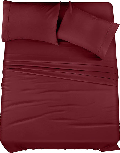 Utopia Bedding Full Bed Sheets Set - 4 Piece Bedding - Brushed Microfiber - Shrinkage and Fade Resistant - Easy Care (Full, Burgundy)