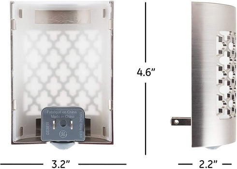 GE CoverLite LED Night Light, Decorative, Plug-in, Smart Dusk-to-Dawn Sensor, Home D©cor, Ideal for Bedroom, Bathroom, Kitchen, Hallway, 4 Pack, 48675, Brushed Nickel | Moroccan