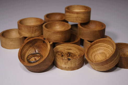 Oak Wood Ring Dish, Round Wooden Ring Holder For Men & Women, Safe Place Storage, Personal Jewelry Organizer Bowl, Bedside Sink & Shower Vanity, Hardwood Trinket Tray, Bathroom Kitchen Bedroom Desk Table & Counter Organizer, Wedding Groomsmen Bridesmaid A