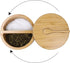 Bamboo Salt and Pepper Bowls by HTB, Divided Salt Cellar With Swivel Lid and Spoon, Seasoning Containers With Magnetic Lid to Keep Dry, Mini Spoon Built Into Top, Great When You May Have Messy Hands