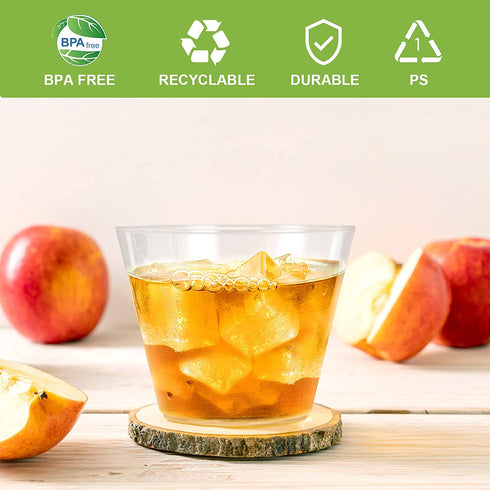 Clear Plastic Cups Clear Disposable Cups 9 Oz 100 Pack Plastic Cups Recyclable Wine Glasses for Parties Elegant Plastic Party Cups Wedding Decorations