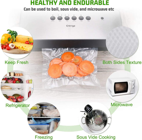 Entrige Vacuum Sealer Bags for Food, 8" x 50' Vacuum Sealer Rolls for Food Preservation Bags Rolls, BPA-Free Vacuum Food Storage Bags for Sous Vide Vacuum Bags, Seal A Meal Bags Rolls, 2 Packs