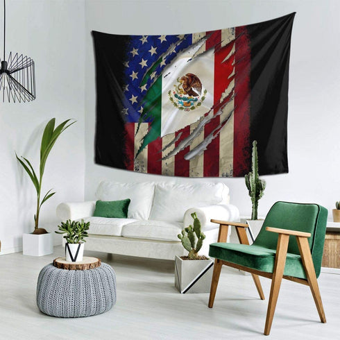 Proud Mexican American Flag Decorative Tapestry Tapestries Wall Hanging Art Decoration For Bedroom/Living Room/Dorm 60x90 Inch